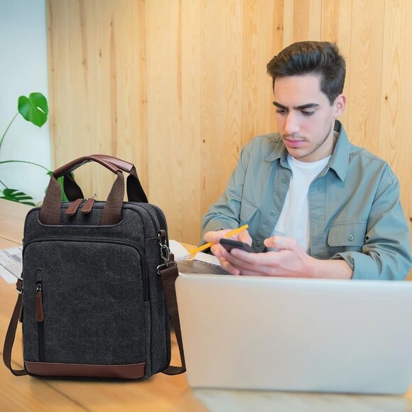 Mens Crossbody Shoulder Bag Canvas Messenger Bag Work Bag - Picture 7 of 7